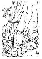 A coloring page of gnomes